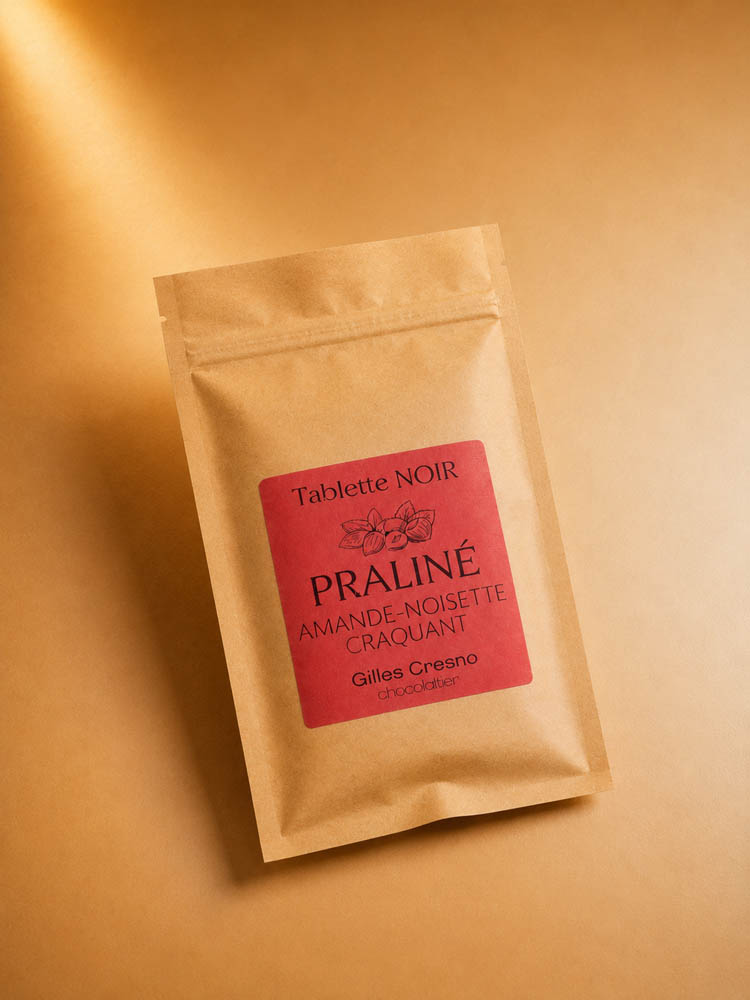 Tablette noir Praliné AMANDE-NOISETTE craquant – Image 1